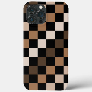 Bruin Zwart geruit Gingham Patroon iPhone 13 Pro Max Hoesje