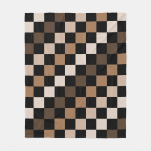 Bruin Zwart geruit Gingham Patroon Fleece Deken