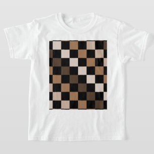 Bruin Zwart Geruit Gingham Patroon T-shirt