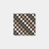 Bruin zwart geruite minimalistische retro post-it® notes (Voorkant)