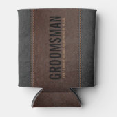 Bruin & Zwart gestikte  Lederen Groomsman Blikjeskoeler (Voorkant)