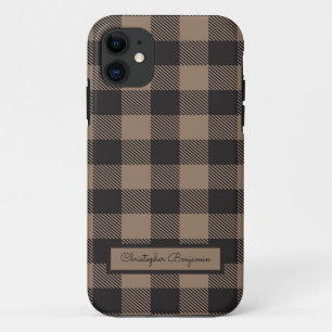 Bruin Zwart Gingham Buffalo Plaid Boerderij iPhone 11 Hoesje