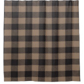 Bruin Zwart Gingham Buffalo Plaid Boerderij Douchegordijn (Voorkant)