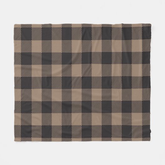 Bruin Zwart Gingham Buffalo Plaid Boerderij Fleece Deken (Voorkant (Horizontaal))