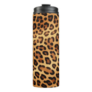 Bruin Zwart Gouden Luipaard Print Thermosbeker