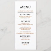 Bruin Zwart Herfst Trouwmenu Menu (Voorkant)