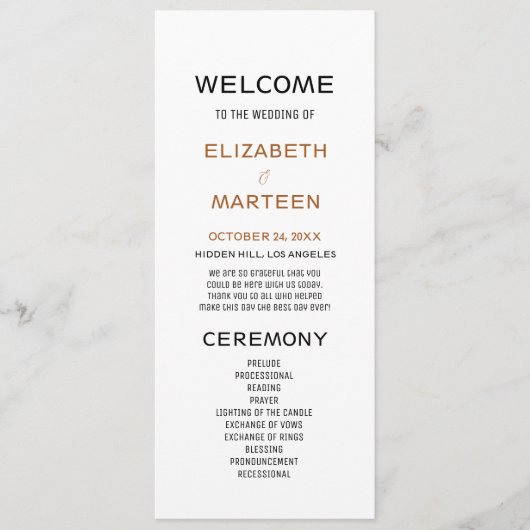 Bruin Zwart Herfst Trouwprogramma Programma (Voorkant)