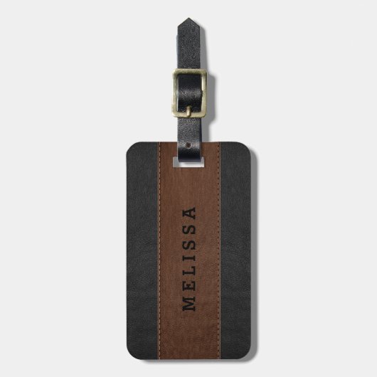 Bruin & Zwart  leertextuur Bagagelabel (Voorkant verticaal)