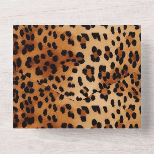 Bruin Zwart Luipaard Dierenprint All In One Uitnodiging (Achterkant)