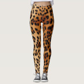 Bruin Zwart Luipaard Dierenprint Leggings (Voorkant)