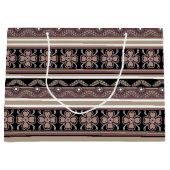 Bruin zwart Mexicaans ornament strepen Groot Cadeauzakje (Voorkant)