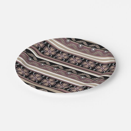 Bruin zwart Mexicaans ornament strepen Papieren Bordje (Gekanteld)