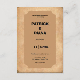 Bruin & Zwart Retro Vintage Huwelijksuitnodiging Informatiekaartje