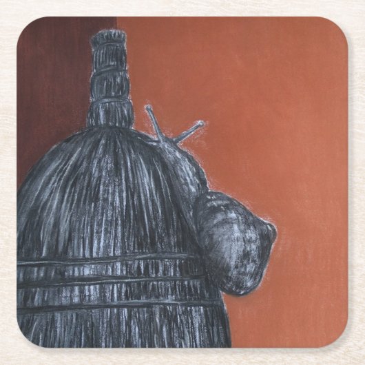 Bruin Zwart Rustiek Art Custom Vierkante Onderzett Vierkante Kartonnen Onderzetter (Voorkant)