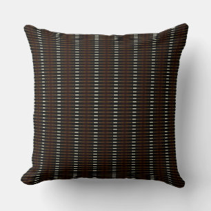 Bruin, Zwart & Wit Abstract Stripe Sierkussen