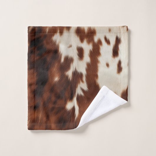 Bruin Zwart Wit Koeienhuid Bad Handdoek (Wasdoekje)