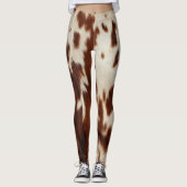 Bruin Zwart Wit Koeienhuid Leggings (Voorkant)