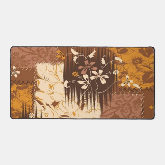 Bruin Zwart Wit Kubus Bloemen Bureaumat (Voorkant)