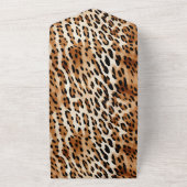 Bruin Zwart Wit Luipaard Dierenprint All In One Uitnodiging (Buitenkant)