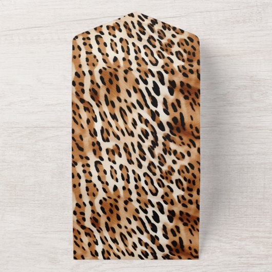 Bruin Zwart Wit Luipaard Dierenprint All In One Uitnodiging (Buitenkant)