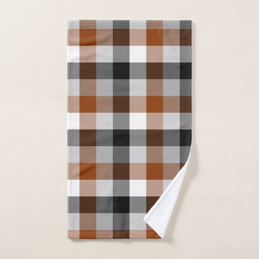 Bruin Zwart Wit Twill Gingham Ontwerp Bad Handdoek (Handdoek)