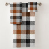 Bruin Zwart Wit Twill Gingham Ontwerp Bad Handdoek