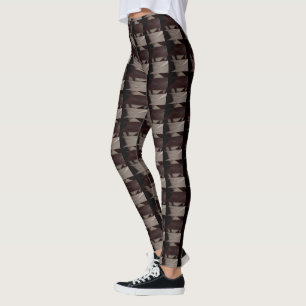 Bruin zwarte herhalingsgeometrische, strepen of dr leggings