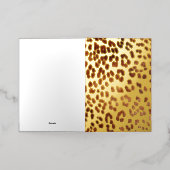 Bruin zwarte leopard-printer folie wenskaart (Buiten Laag)
