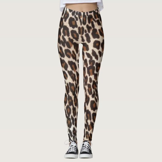 Bruin zwarte leopard-printer leggings (Voorkant)