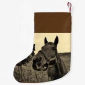 Bruin Zwarte sepia toon Kerstpaard Kleine Kerstsok (Achterkant)