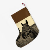 Bruin Zwarte sepia toon Kerstpaard Kleine Kerstsok (Achterkant (Hangend))