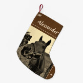 Bruin Zwarte sepia toon Kerstpaard Kleine Kerstsok (Voorkant (Hangend))