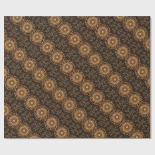 Bruin zwarte spiraalgolf Kaleidoscoop Art Cadeaupapier (Vlak)