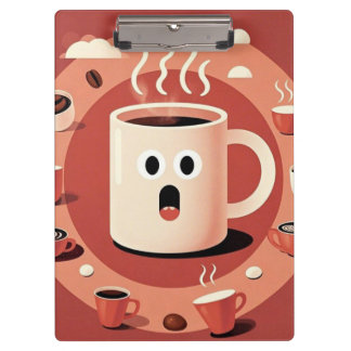 Bruinachtige Schattigee grappige Cartoon koffiekop Klembord