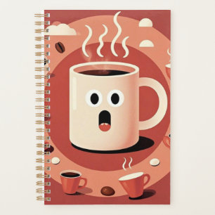 Bruinachtige Schattigee grappige Cartoon koffiekop Planner