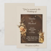 Bruine Aardse Rustieke Huwelijksuitnodiging Kaart (Voorkant / Achterkant)