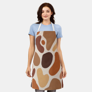 Bruine Abstracte Organische Vormen Print All-Over Schort