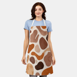 Bruine Abstracte Organische Vormen Print All-Over Schort