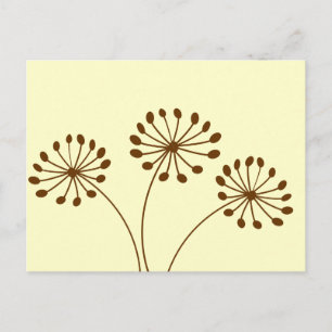 Bruine Abstracte Paardenbloem Bloemmotief Briefkaart