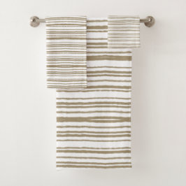 Bruine Abstracte strepen Modern Minimalistisch Bad Handdoek