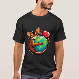 Bruine Abyssijnse Kat Aardedag Knuffel Liefde Eige T-shirt