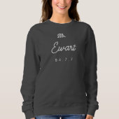 Bruine achternaam met datum en handtekening sweats trui (Voorkant)
