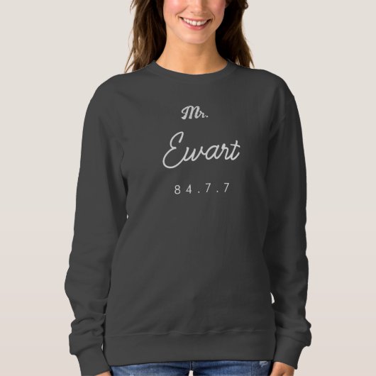 Bruine achternaam met datum en handtekening sweats trui (Voorkant)
