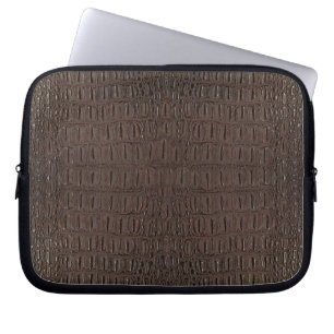 Bruine Alligator Huid Print Laptop Sleeve