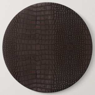 Bruine alligator huidtextuur ronde button 6,0 cm