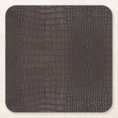 Bruine Alligator Textuurprint Vierkante Kartonnen Onderzetter (Voorkant)