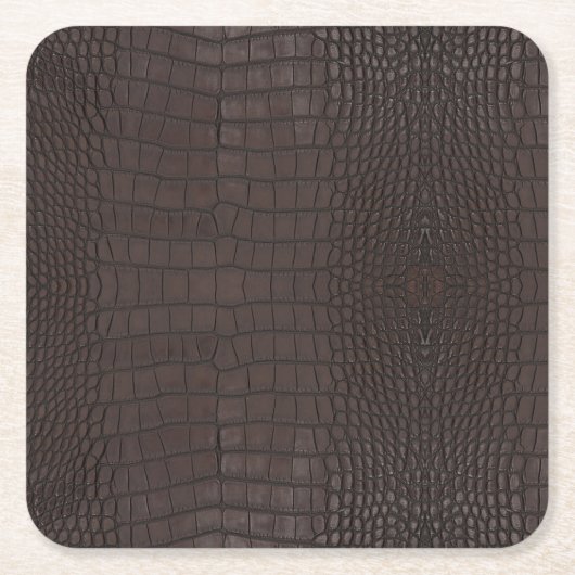Bruine Alligator Textuurprint Vierkante Kartonnen Onderzetter (Voorkant)