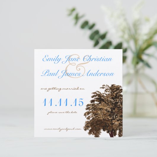 Bruine Aqua Blue Font Weddenschap Bespaar de datum Kaart (Staand voorkant)