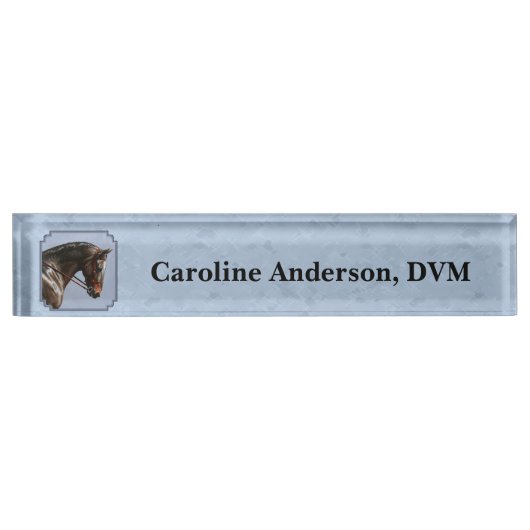 Bruine Baai Oldenburg Paardenportret Naambordje (Voorkant)