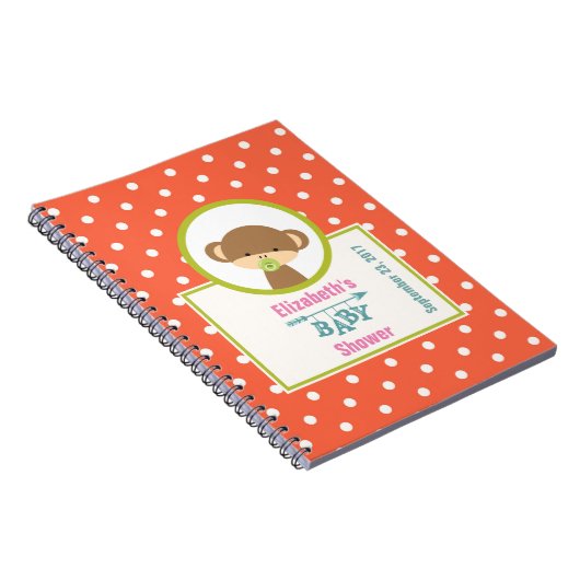 Bruine Baby-aap met Pacifier-Baby shower Notitieboek (Rechterzijde)
